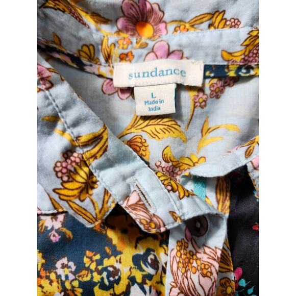 Sundance Women's Mixed Floral Print Long Sleeves Button Down Patchwork Shirt L - Picture 4 of 5
